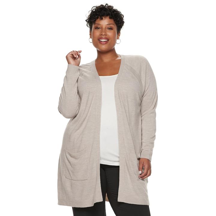 Plus Size Napa Valley Raglan Sleeve Long Cardigan, Women's, Size: 3xl, White