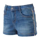 Juniors' So&reg; Foil Trim High-waist Jean Shortie Shorts, Teens, Size: 17, Blue Other