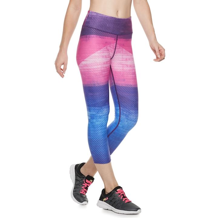 Women's Fila Sport&reg; Printed High-waisted Capri Leggings, Size: Medium, Brt Pink