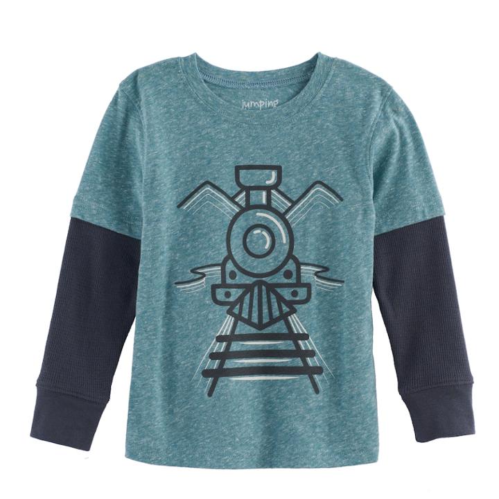 Toddler Boy Jumping Beans&reg; Mock-layer Thermal Graphic Tee, Size: 2t, Turquoise/blue (turq/aqua)