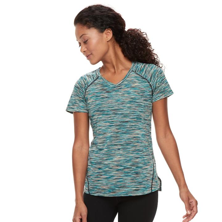 Women's Petite Tek Gear&reg; Performance Base Layer Side-slit Tee, Size: S Petite, Turquoise/blue (turq/aqua)