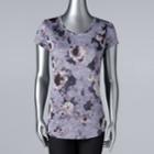 Women's Simply Vera Vera Wang Essential Print Scoopneck Tee, Size: Medium, Gold