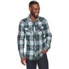 Men's Rock & Republic Plaid Button-down Flannel Shirt, Size: Xl, Med Blue