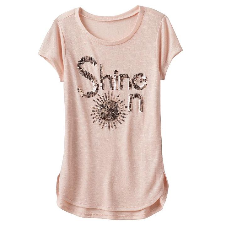 Girls 7-16 Miss Chievous Hatchi Knit Sequin High-low Hem Top, Girl's, Size: Medium, Light Pink