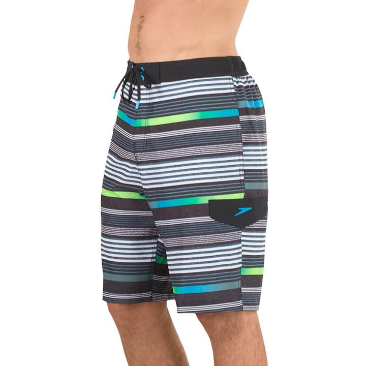 Men's Speedo Ingrain Stripe Board Shorts, Size: Large, Black