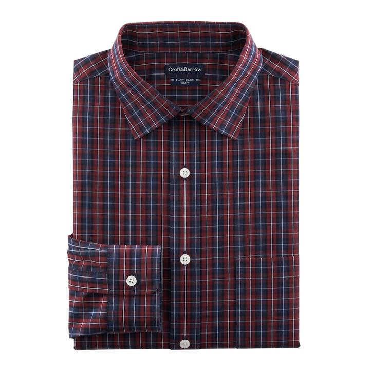 Men's Croft & Barrow&reg; Slim-fit Easy Care Spread-collar Dress Shirt, Size: 18-34/35, Blue (navy)