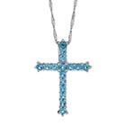 Sterling Silver Swiss Blue Topaz Cross Pendant, Women's, Size: 18