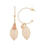Lc Lauren Conrad Leaf Nickel Free Hoop Drop Earrings, Women's, Pink