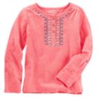 Girls 4-8 Oshkosh B'gosh&reg; Embroidered Slubbed Henley, Girl's, Size: 6x, Pink