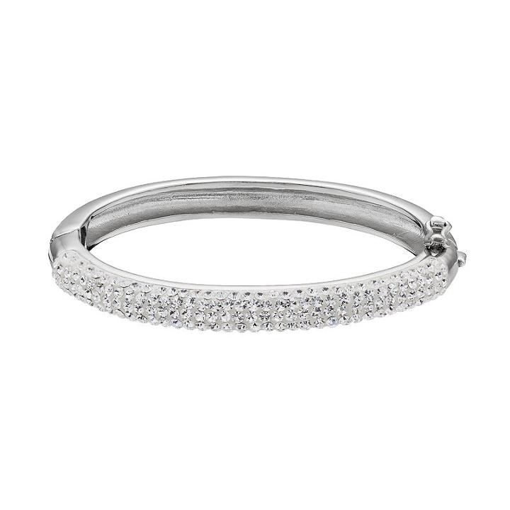 Charming Girl Kids' Silver Plated Etched Bangle Bracelet, White