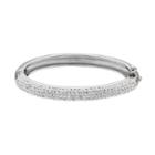 Charming Girl Kids' Silver Plated Etched Bangle Bracelet, White
