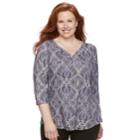 Plus Size Croft & Barrow&reg; Solid V-neck Tee, Women's, Size: 2xl, Drk Purple