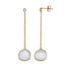 18k Gold Over Silver Mother-of-pearl & Cubic Zirconia Linear Drop Earrings, Women's, White