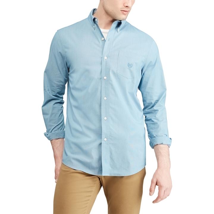 Men's Chaps Slim-fit Stretch Easy-care Button-down Shirt, Size: Large, Turquoise/blue (turq/aqua)
