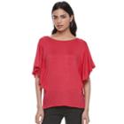Women's Elle&trade; Flutter Sleeve Flounce Top, Size: Xxl, Med Red