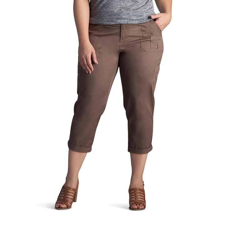 Plus Size Lee Presley Crop Cargo Pants, Women's, Size: 22 - Regular, Grey