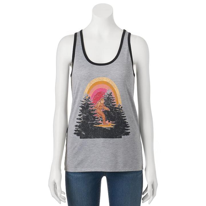 Juniors' The Print Shop Bigfoot Rainbow Graphic Tank, Girl's, Size: Medium, Dark Grey