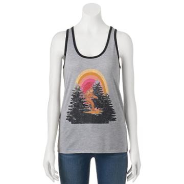 Juniors' The Print Shop Bigfoot Rainbow Graphic Tank, Girl's, Size: Medium, Dark Grey
