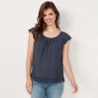 Women's Lc Lauren Conrad Love, Lauren Pleated Top, Size: Large, Blue