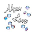 Blue La Rue Crystal Silver-plated Mom & Love Charm Set - Made With Swarovski Crystals, Women's, Grey