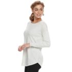 Petite Apt. 9&reg; Sparkle Boatneck Sweater, Women's, Size: L Petite, Light Grey