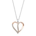 Sterling Silver 1/10 Carat T.w. Diamond Heart Pendant, Women's, White
