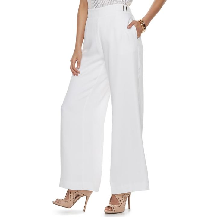 Women's Jennifer Lopez Wide-leg Satin Dress Pants, Size: Medium, White
