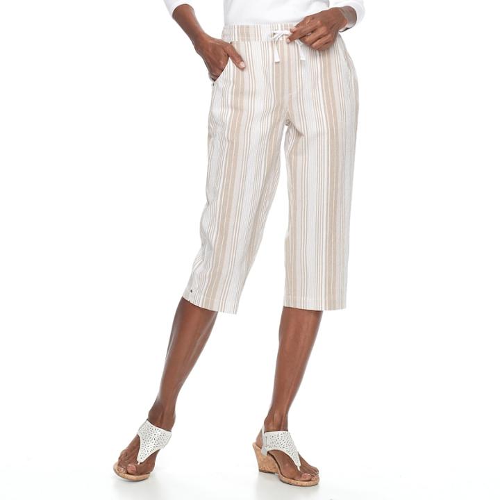 Women's Croft & Barrow&reg; Sheeting Pull-on Capris, Size: Medium, Med Beige