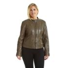 Plus Size Excelled Leather Motorcycle Jacket, Women's, Size: 1xl, Green