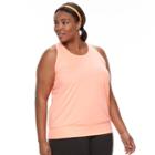 Plus Size Tek Gear&reg; Banded-bottom Performance Tank, Women's, Size: 1xl, Brt Orange