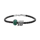 Insignia Collection Nascar Kyle Busch Leather Bracelet And 18 Bead And Crystal Bead Set, Women's, Size: 7.5, Green