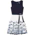 Girls 7-16 Speechless Butterfly Print Scuba Dress, Size: 8, Navy White