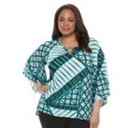 Plus Size Dana Buchman Printed Kimono Top, Women's, Size: 2xl, Med Green