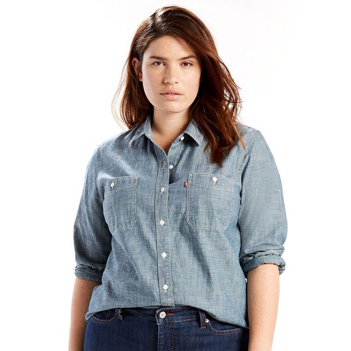 Plus Size Levi's Boyfriend Shirt, Women's, Size: 3xl, Blue