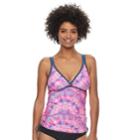 Women's Free Country Printed Double Strap Tankini Top, Size: Small, Med Red