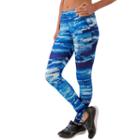 Women's Rbx Printed Jersey Moisture-wicking Workout Leggings, Size: Xl, Dark Blue