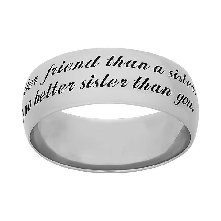 Sterling Silver  Sister Ring, Adult Unisex, Size: 10, Grey