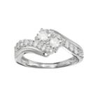 10k White Gold 1/2 Carat T.w. Diamond 2-stone Bypass Engagement Ring, Women's, Size: 6