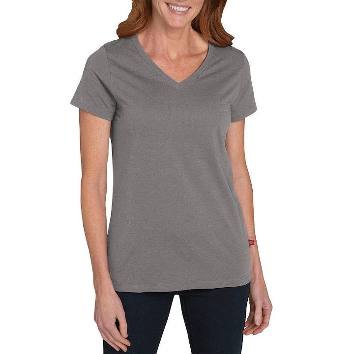 Women's Dickies V-neck Tee, Size: Small, Silver