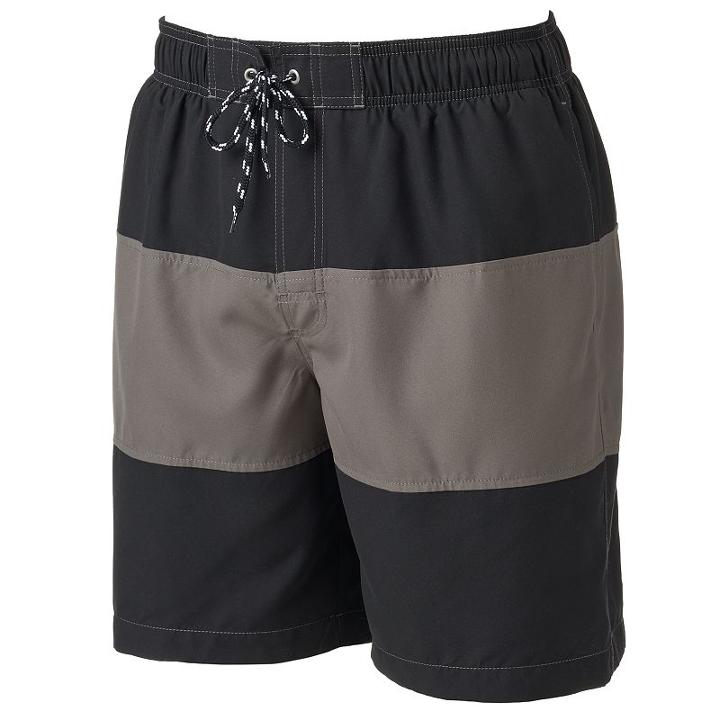 Men's Croft & Barrow&reg; Colorblock Microfiber Swim Trunks, Size: Small, Grey (charcoal)
