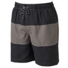 Men's Croft & Barrow&reg; Colorblock Microfiber Swim Trunks, Size: Small, Grey (charcoal)