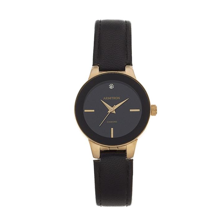 Armitron Women's Diamond Accent Leather Watch - 75/5410bkgpbk, Size: Small, Black