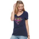 Juniors' Superman Classic Shield Graphic Tee, Teens, Size: Medium, Blue (navy)