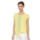 Petite Kate And Sam Embroidered Slubbed Tee, Size: S Petite, Lt Yellow