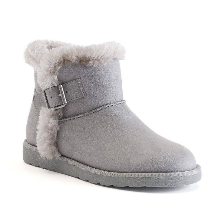 So&reg; Women's Fuzzy Ankle Boots, Girl's, Size: Medium (7), Grey