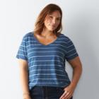 Plus Size Sonoma Goods For Life&trade; Essential V-neck Tee, Women's, Size: 2xl, Blue (navy)