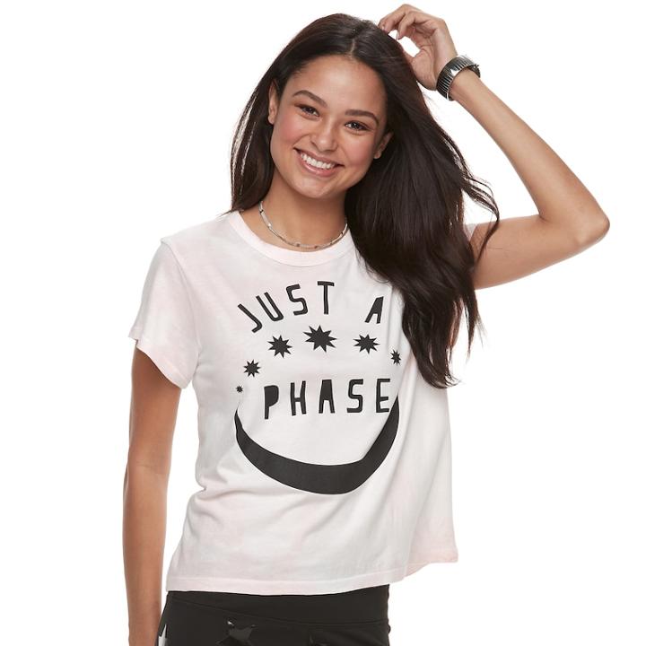 Juniors' Just A Phase Tie-dye Crop Tee, Teens, Size: Large, Brt Red