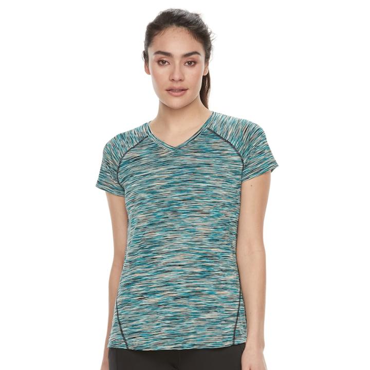 Women's Tek Gear&reg; Space Dye Base Layer Tee, Size: Large, Turquoise/blue (turq/aqua)