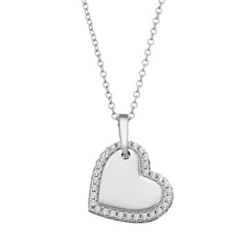 Qnotes Cubic Zirconia Sterling Silver Sideways Heart Pendant Necklace, Women's, Size: 18, White