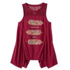 Girls 7-16 & Plus Size Mudd&reg; Crochet Lace Yoke Sharkbite Tank Top, Girl's, Size: 12 1/2, Red